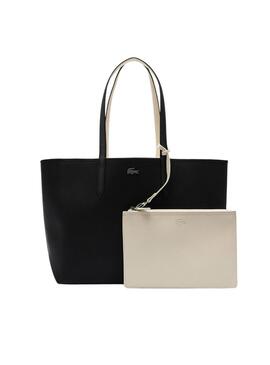 Bolso Lacoste Anna reversible negro y beige para mujer