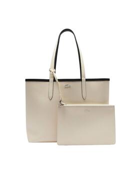 Bolso Lacoste Anna reversible negro y beige para mujer