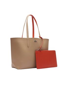 Bolso Lacoste Anna reversible beige y naranja para mujer