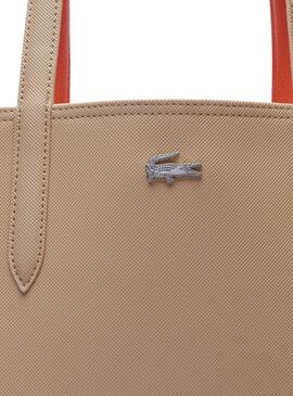 Bolso Lacoste Anna reversible beige y naranja para mujer