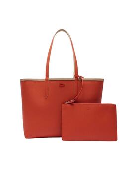 Bolso Lacoste Anna reversible beige y naranja para mujer