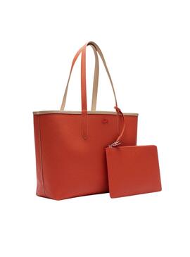 Bolso Lacoste Anna reversible beige y naranja para mujer