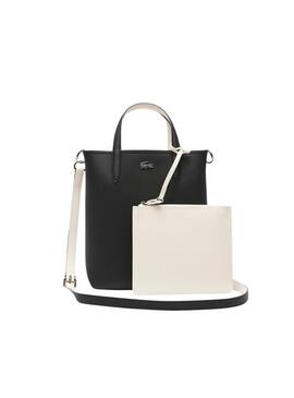 Bolso Lacoste Anna Vertical negro y blanco para mujer