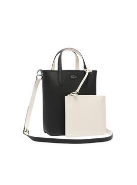 Bolso Lacoste Anna Vertical negro y blanco para mujer