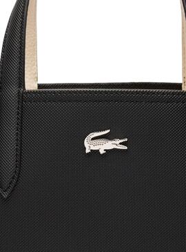 Bolso Lacoste Anna Vertical negro y blanco para mujer