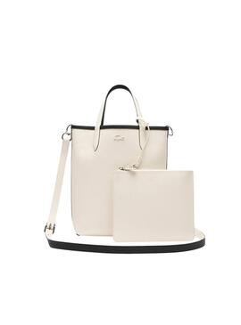 Bolso Lacoste Anna Vertical negro y blanco para mujer