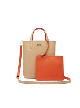 Bolso Lacoste Anna Vertical beige y naranja para mujer