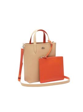 Bolso Lacoste Anna Vertical beige y naranja para mujer