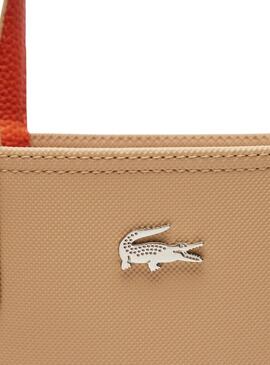 Bolso Lacoste Anna Vertical beige y naranja para mujer