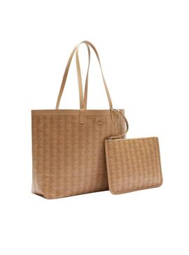 Bolso Lacoste Shopper monográfico camel para mujer