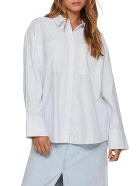 Camisa Vila Vifine listas azules oversized para mujer