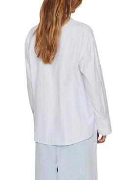 Camisa Vila Vifine listas azules oversized para mujer