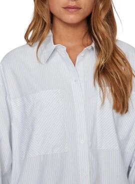 Camisa Vila Vifine listas azules oversized para mujer