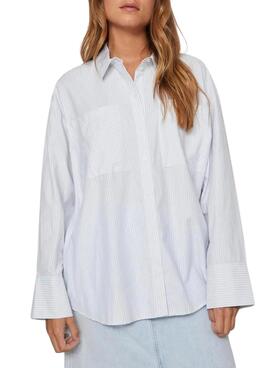 Camisa Vila Vifine listas azules oversized para mujer