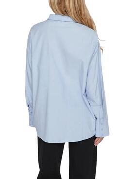 Camisa Vila Vifine azul oversized para mujer