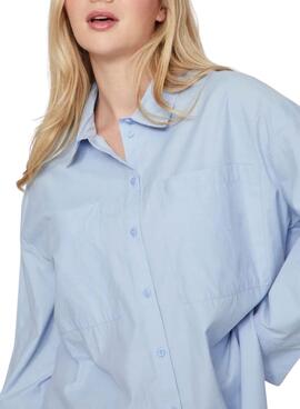 Camisa Vila Vifine azul oversized para mujer