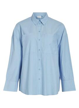 Camisa Vila Vifine azul oversized para mujer