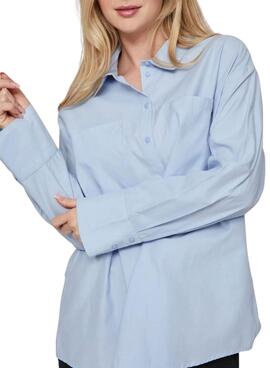 Camisa Vila Vifine azul oversized para mujer