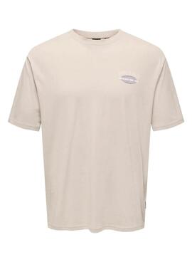 Camiseta Only and Sons Keane beige para hombre