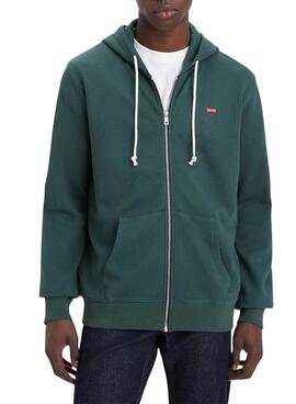 Sudadera Levis con capucha y cremallera Original Housemark verde para hombre