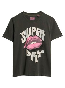 Camiseta Superdry Lo-Fi Punk negro para mujer