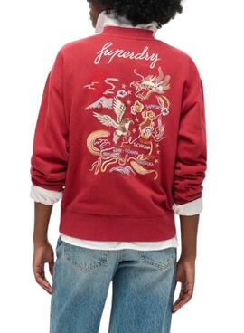 Sudadera Superdry Suika bordada rojo para mujer