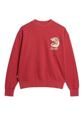 Sudadera Superdry Suika bordada rojo para mujer