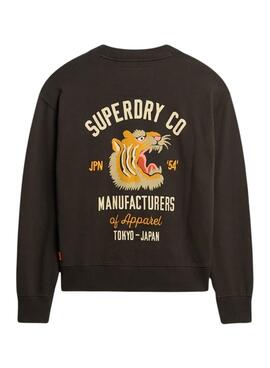 Sudadera Superdry Workwear Embroider Loose negro para mujer