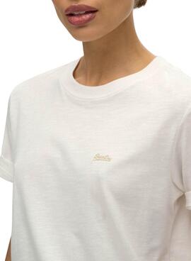 Camiseta Superdry Essential Logo beige para mujer