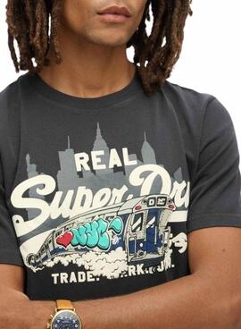 Camiseta Superdry gráfica New York negro para hombre