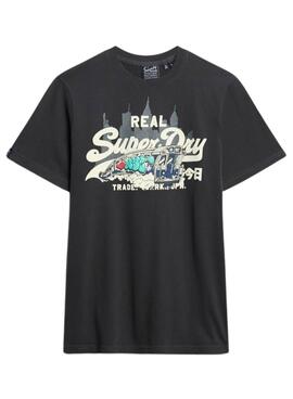 Camiseta Superdry gráfica New York negro para hombre