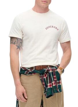 Camiseta Superdry Tattoo Graphic beige para hombre