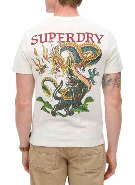 Camiseta Superdry Tattoo Graphic beige para hombre