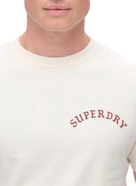 Camiseta Superdry Tattoo Graphic beige para hombre