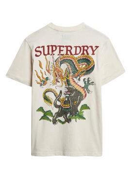 Camiseta Superdry Tattoo Graphic beige para hombre