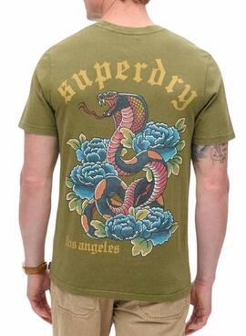 Camiseta Superdry Tattoo Graphic verde para hombre