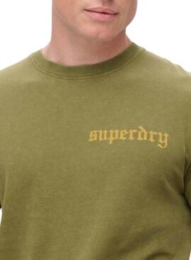 Camiseta Superdry Tattoo Graphic verde para hombre