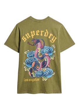 Camiseta Superdry Tattoo Graphic verde para hombre