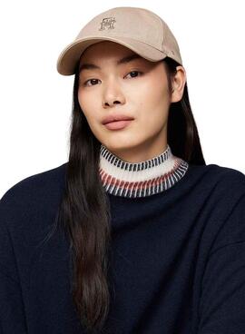 Gorra Tommy Hilfiger TH beige para mujer