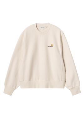 Sudadera Carhartt American Script beige para mujer