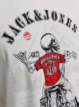 Camiseta Jack and Jones Skull blanco para hombre