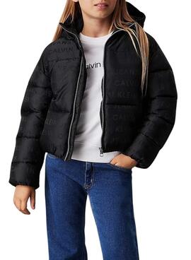 Chaqueta Calvin Klein de plumas logo negro niña