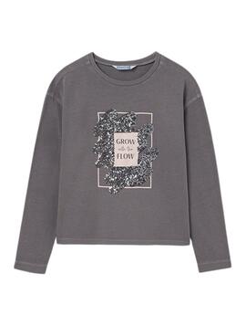 Camiseta Mayoral Lentejuelas Gris para niña