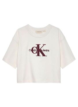 Camiseta Calvin Klein Teddy Monologo beige niña