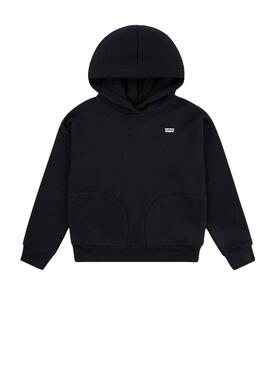 Sudadera Levis Batwing capucha negro para niña