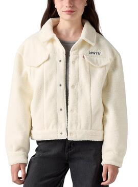 Cazadora Levis Sherpa Boxy fit beige para niña