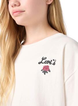 Camiseta Levis Rose blanco oversized para niña