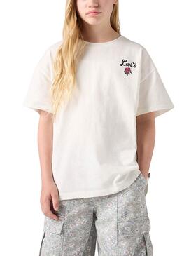 Camiseta Levis Rose blanco oversized para niña