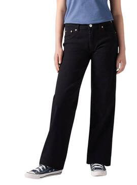 Pantalón vaquero Levis pierna ancha negro niña