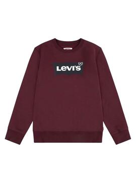 Sudadera Levis Batwing cuello redondo granate niño